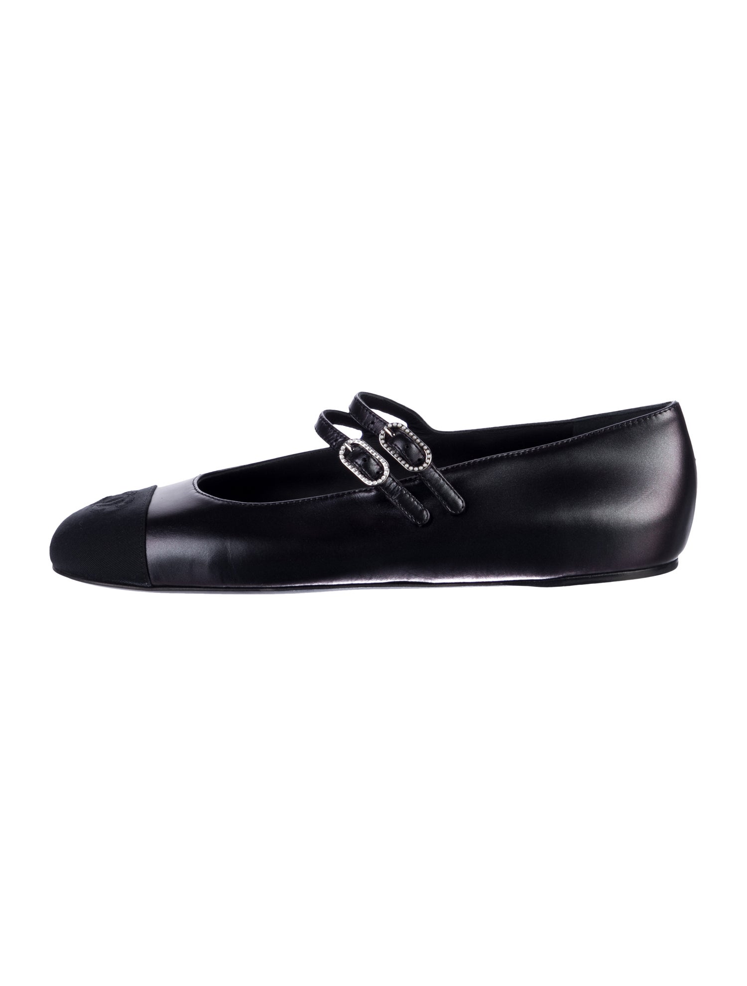 Chanel Interlocking CC Logo Leather Mary Jane Flats