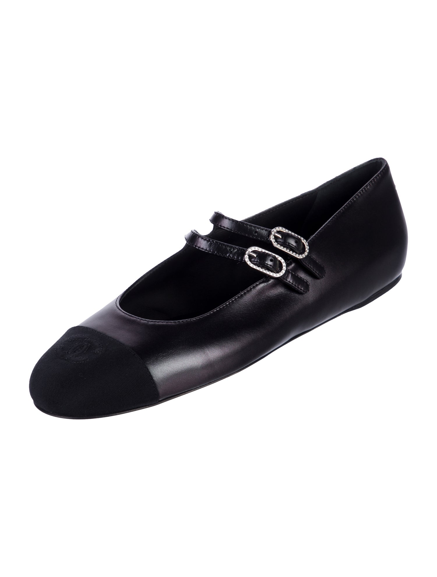 Chanel Interlocking CC Logo Leather Mary Jane Flats