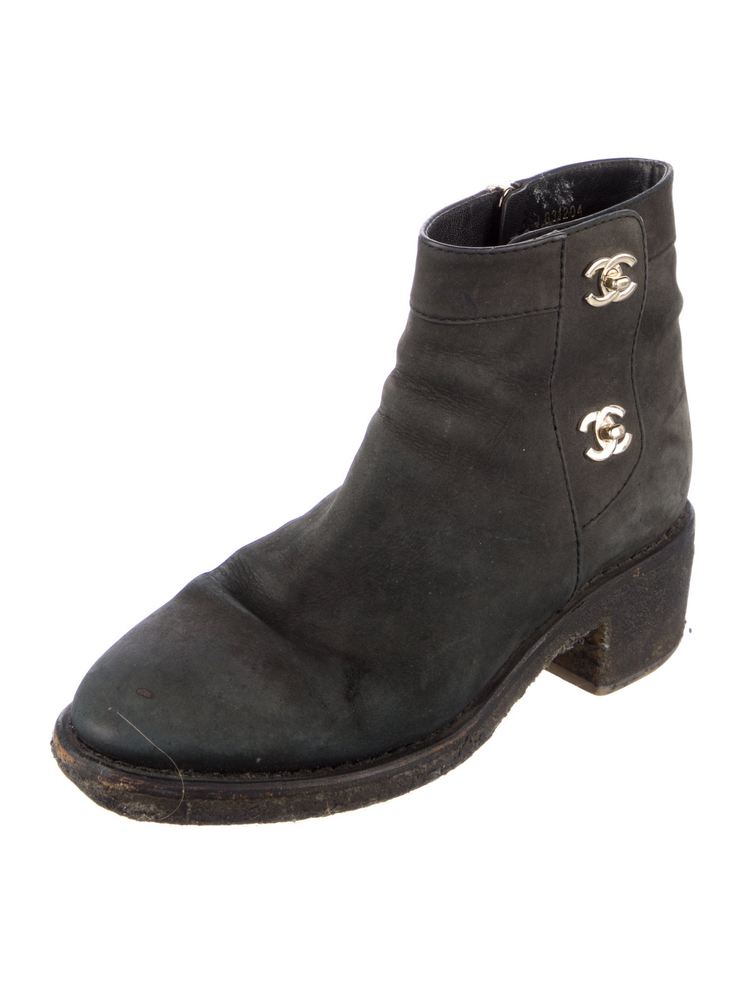 Chanel Interlocking CC Logo Suede Moto Boots