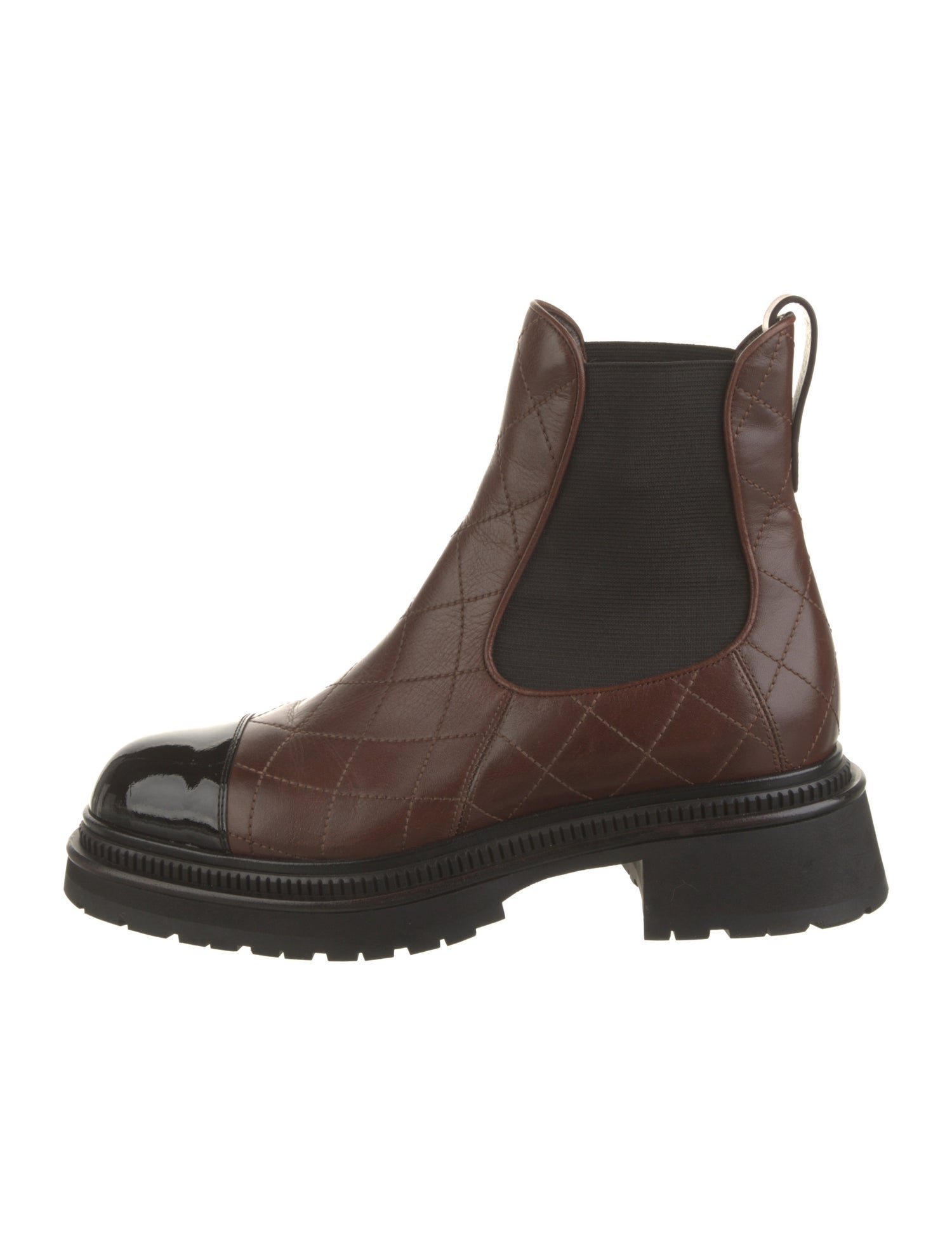 Chanel Interlocking CC Logo Leather Chelsea Boots