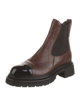 Chanel Interlocking CC Logo Leather Chelsea Boots