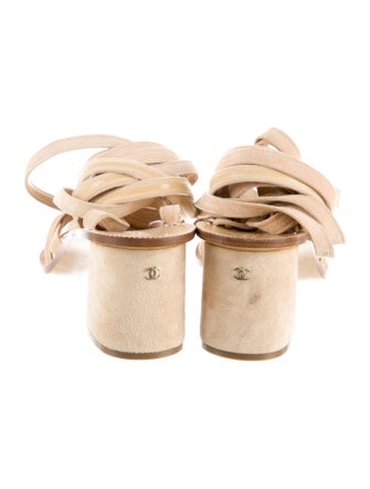 Chanel Interlocking CC Logo Suede Gladiator Sandals