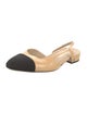 Chanel Interlocking CC Logo Leather Slingback Flats