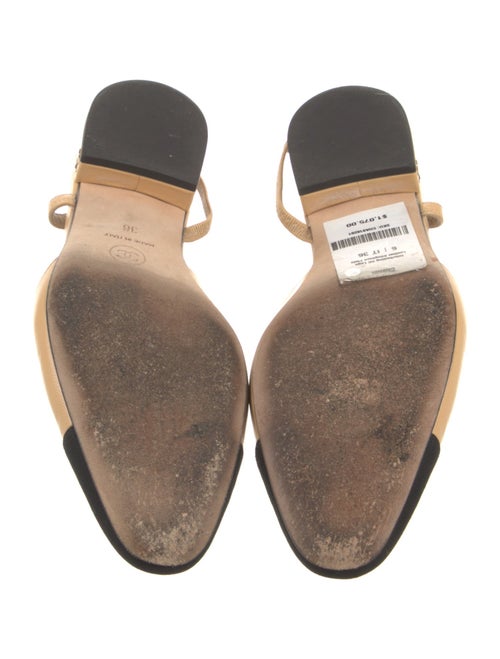 Chanel Interlocking CC Logo Leather Slingback Flats