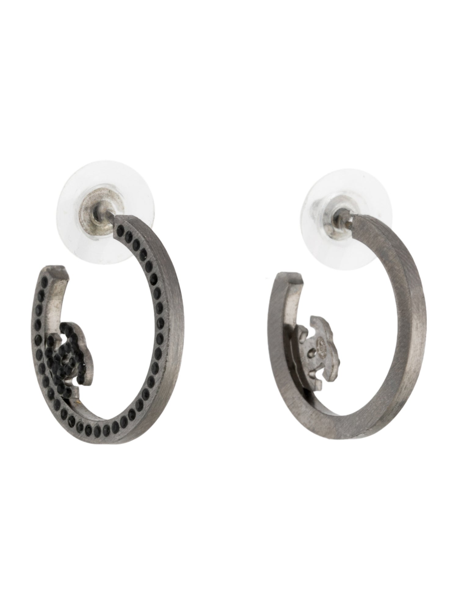 Chanel Strass CC Hoop Earrings