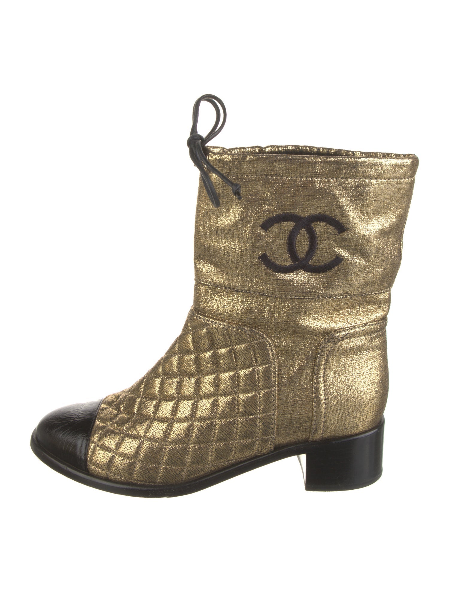 Chanel Interlocking CC Logo Leather Combat Boots