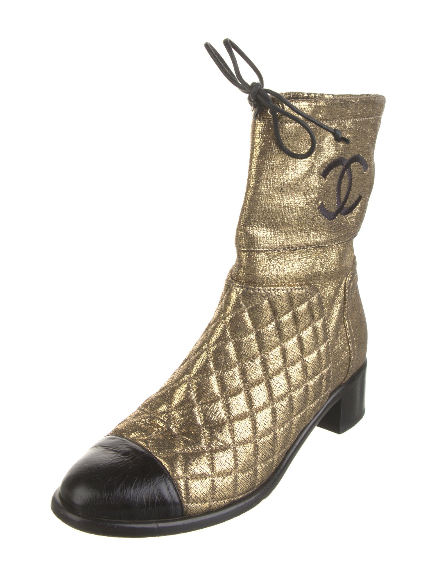 Chanel Interlocking CC Logo Leather Combat Boots