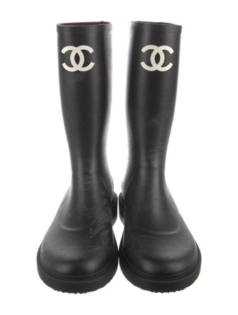 Chanel Interlocking CC Logo Rubber Rain Boots
