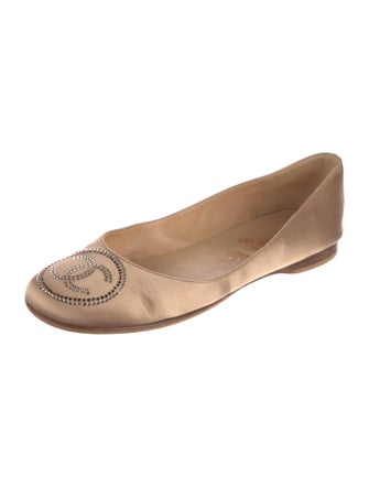 Chanel Interlocking CC Logo Satin Ballet Flats