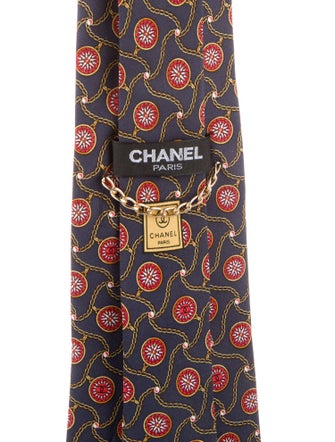 Chanel CC Patterned Print Silk Tie