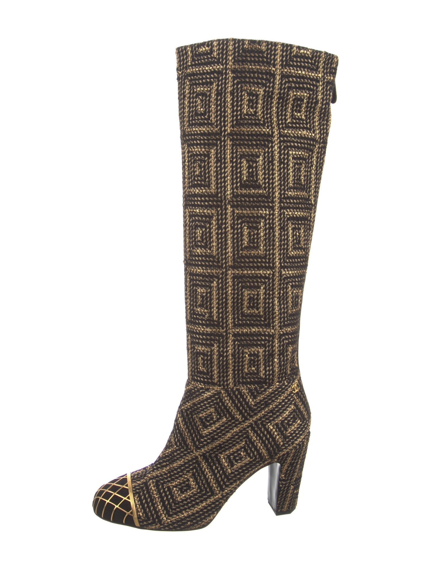Chanel Quilted Pattern Tweed Boots