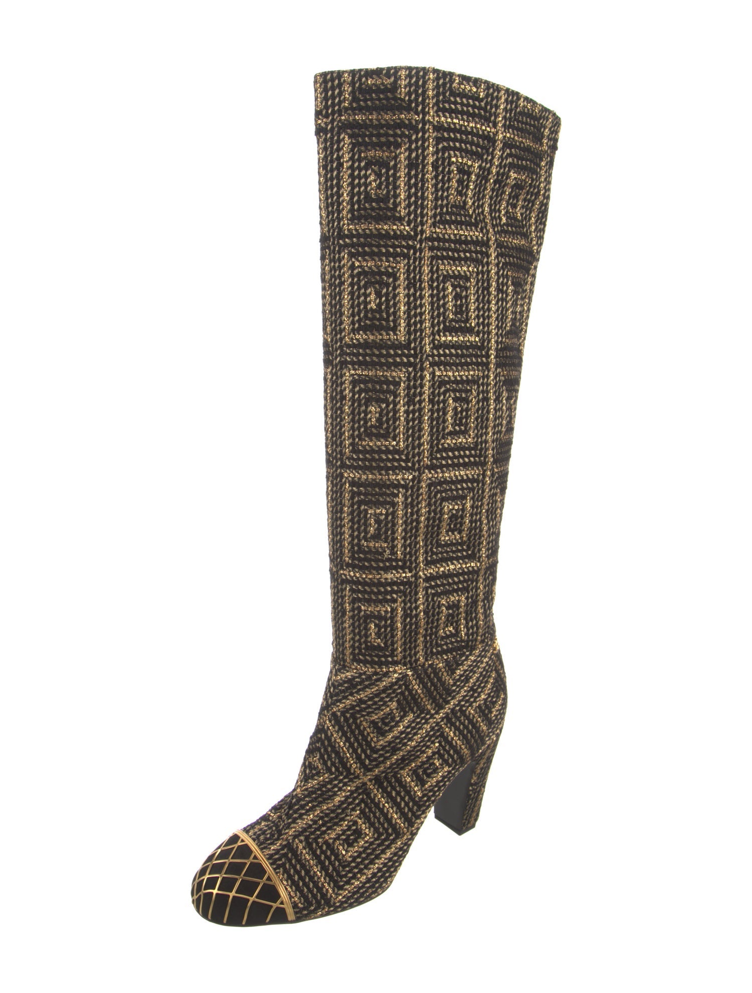 Chanel Quilted Pattern Tweed Boots