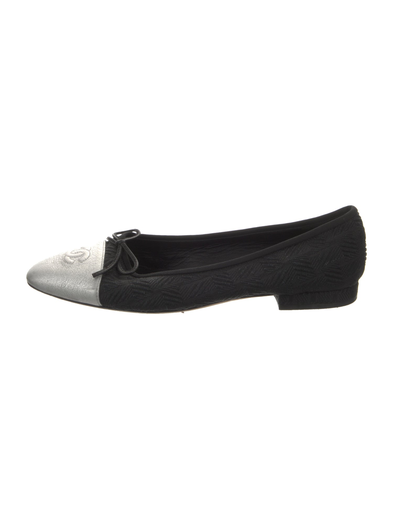 Chanel Interlocking CC Logo Bow Accents Ballet Flats