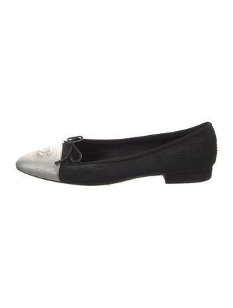 Chanel Interlocking CC Logo Bow Accents Ballet Flats