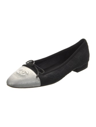 Chanel Interlocking CC Logo Bow Accents Ballet Flats