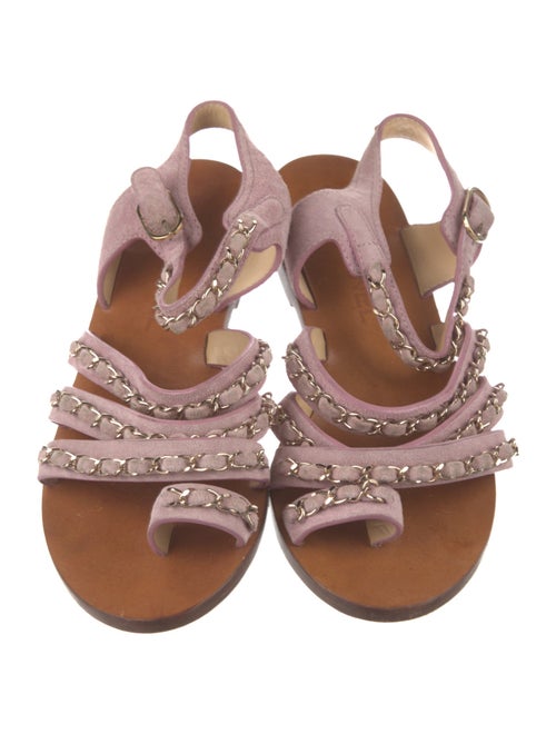 Chanel Interlocking CC Logo Suede Gladiator Sandals