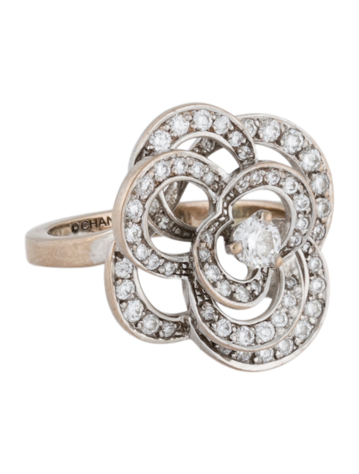 Chanel 18K Diamond Fil de Camelia Ring