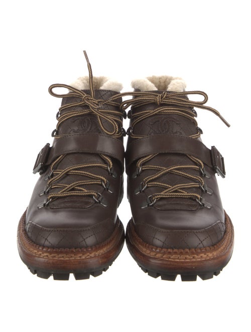 Chanel Interlocking CC Logo Leather Combat Boots