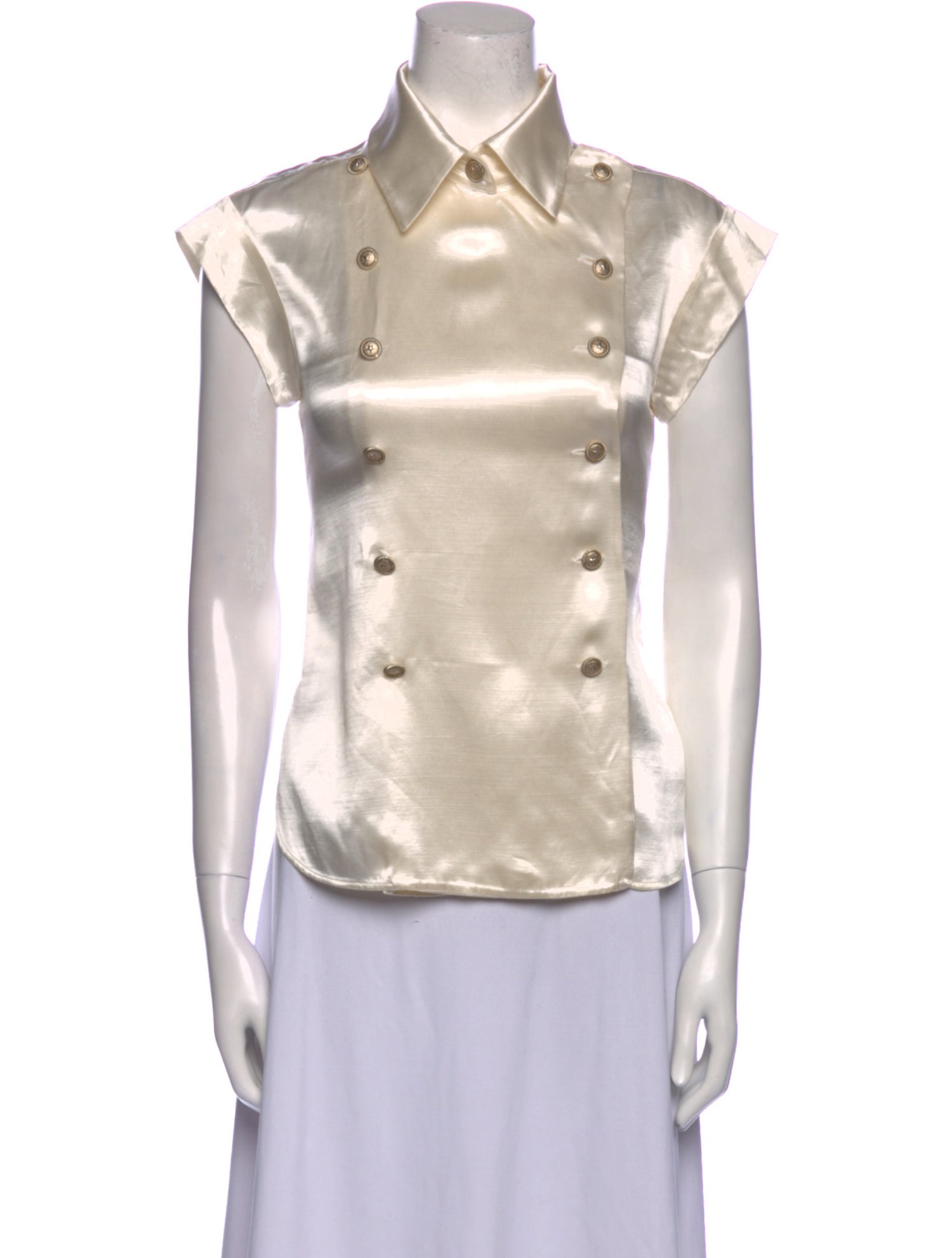 Chanel 2014 Short Sleeve Button-Up Top