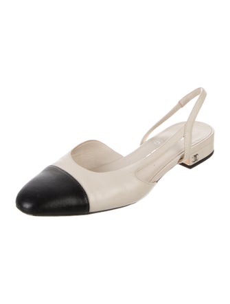 Chanel Interlocking CC Logo Leather Slingback Pumps