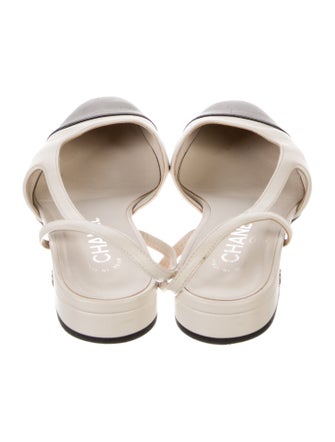Chanel Interlocking CC Logo Leather Slingback Pumps