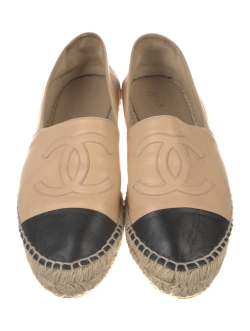 Chanel Interlocking CC Logo Leather Espadrilles