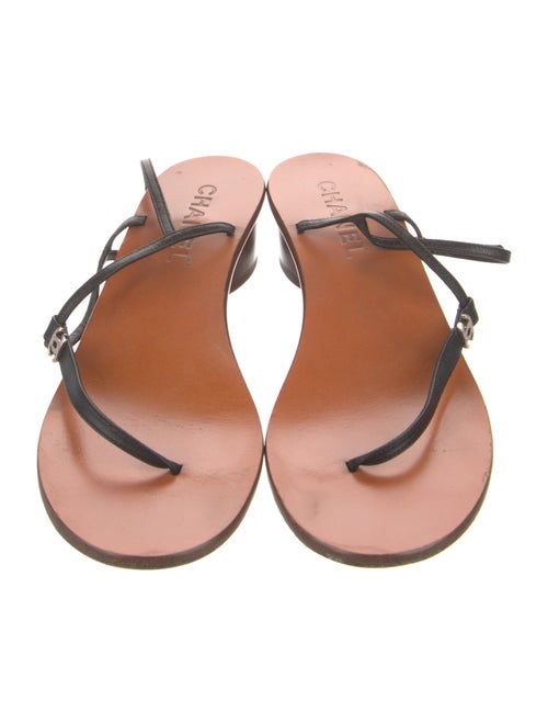 Chanel T-Strap Thong Interlocking CC Logo T-Strap Sandals