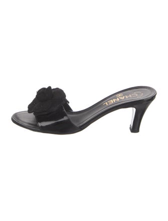 Chanel Interlocking CC Logo Patent Leather Mules