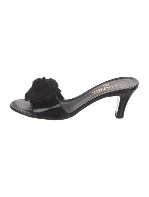 Chanel Interlocking CC Logo Patent Leather Mules