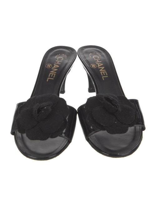 Chanel Interlocking CC Logo Patent Leather Mules