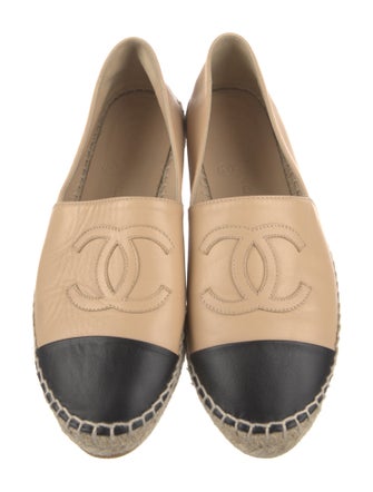 Chanel Interlocking CC Logo Leather Espadrilles
