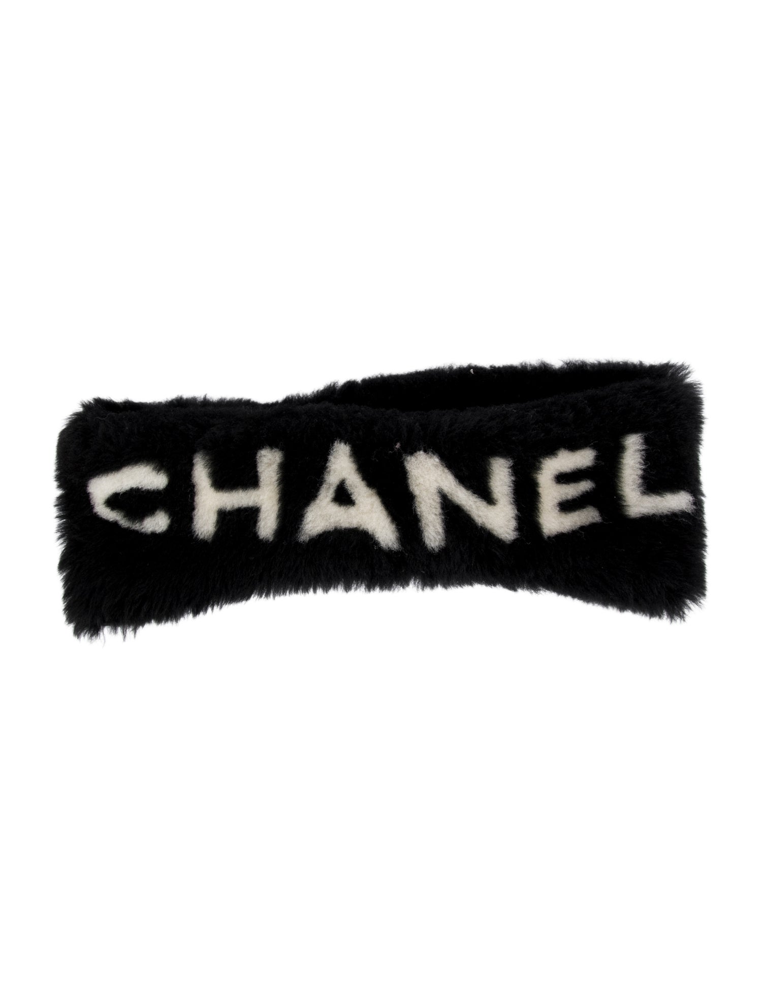 Chanel Shearling Logo Headband