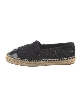 Chanel Interlocking CC Logo Tweed Espadrilles