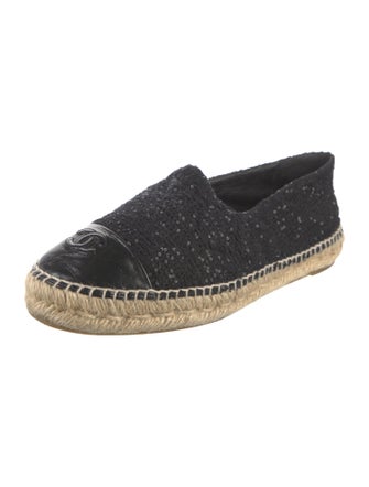 Chanel Interlocking CC Logo Tweed Espadrilles