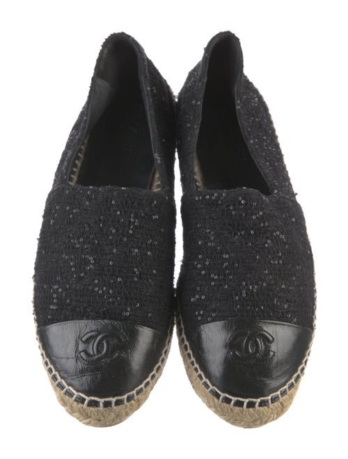 Chanel Interlocking CC Logo Tweed Espadrilles