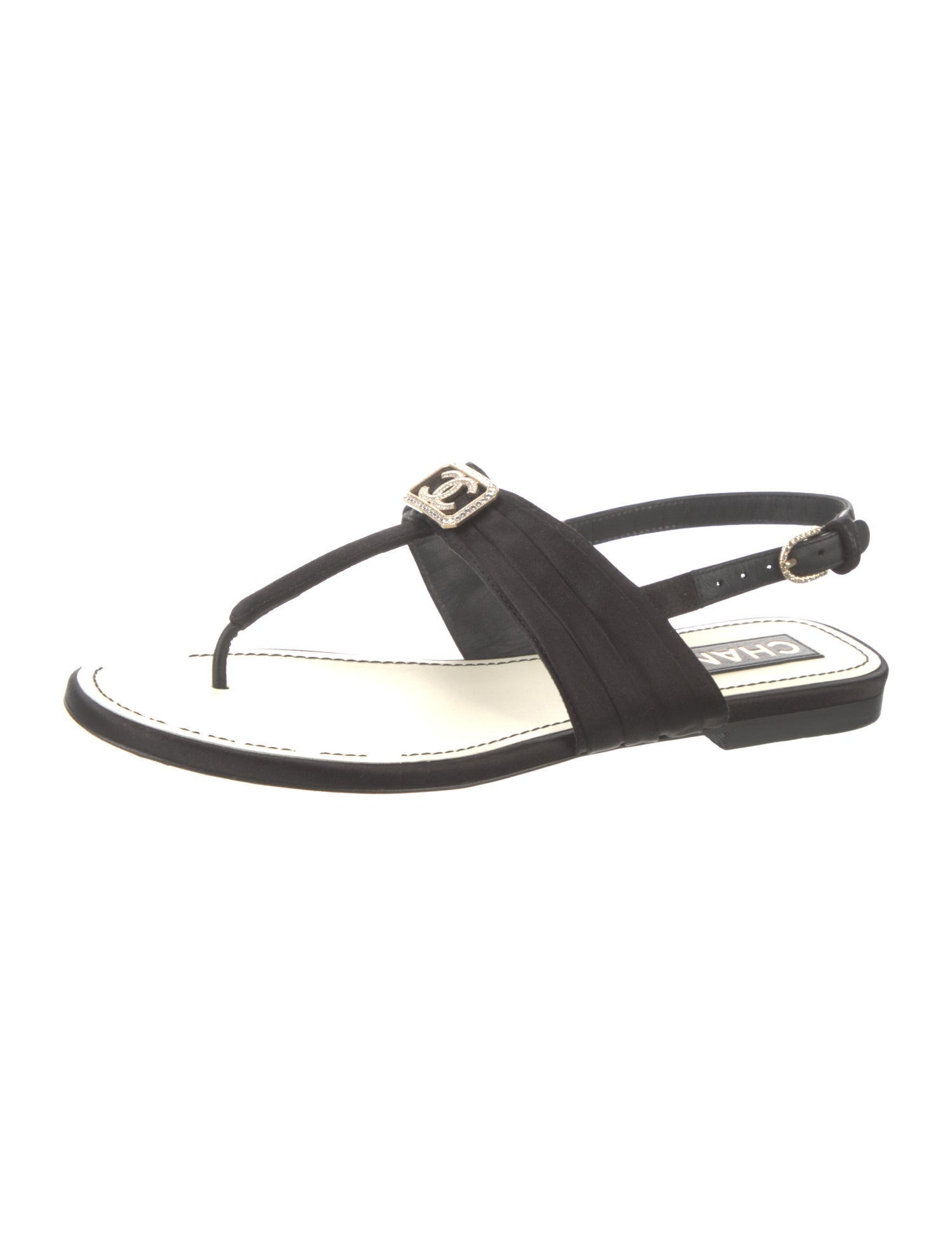 Chanel 2023 Interlocking CC Logo T-Strap Sandals