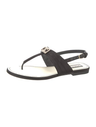 Chanel 2023 Interlocking CC Logo T-Strap Sandals