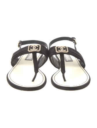 Chanel 2023 Interlocking CC Logo T-Strap Sandals