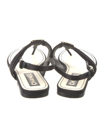 Chanel 2023 Interlocking CC Logo T-Strap Sandals