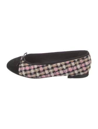 Chanel Interlocking CC Logo Tweed Ballet Flats
