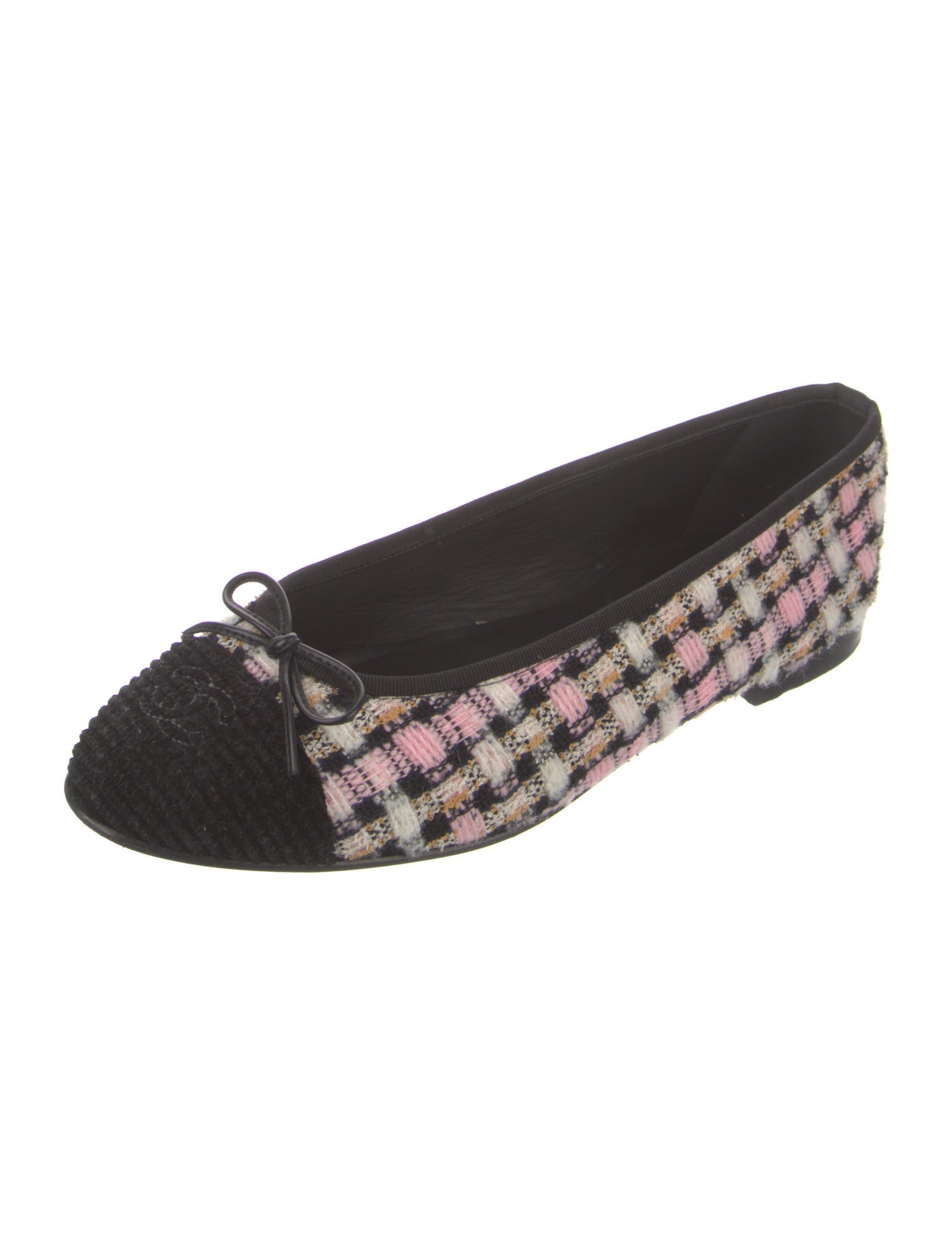 Chanel Interlocking CC Logo Tweed Ballet Flats