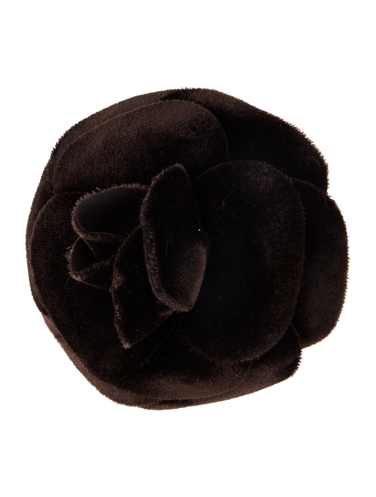 Chanel Vintage Velvet Camellia Brooch