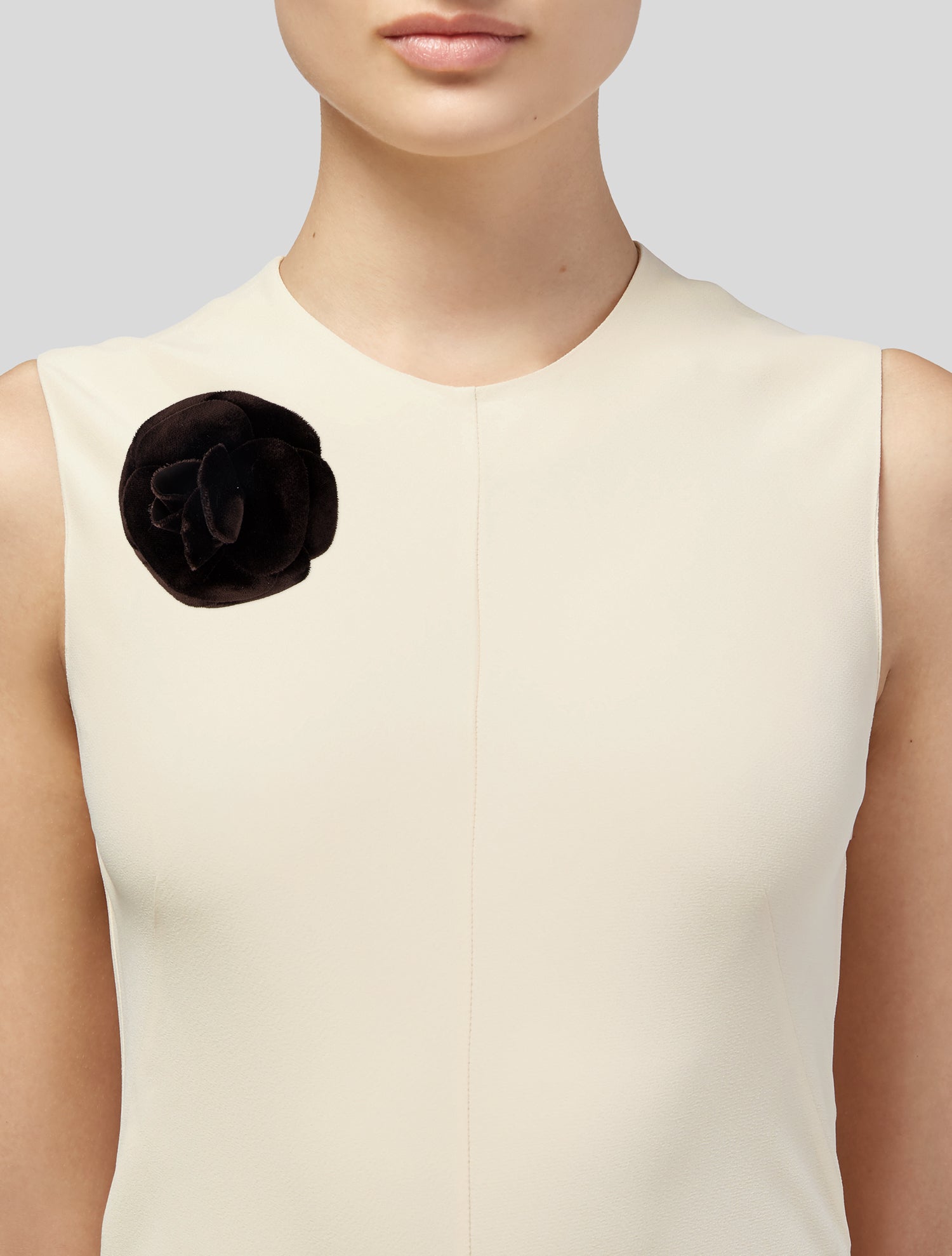 Chanel Vintage Velvet Camellia Brooch