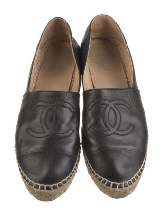 Chanel Interlocking CC Logo Leather Espadrilles