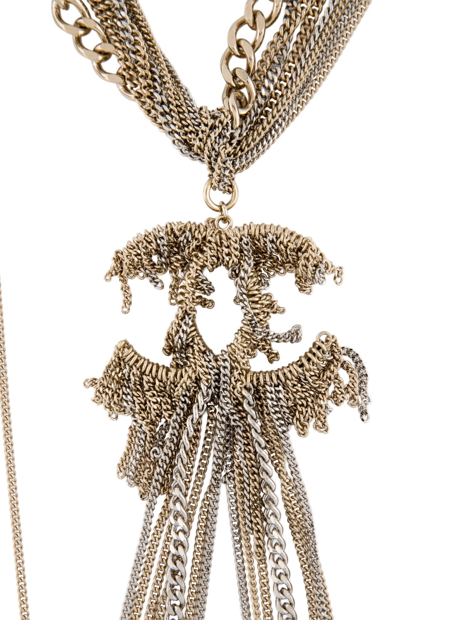 Chanel Two-Tone Multi -Chain CC Long Necklace