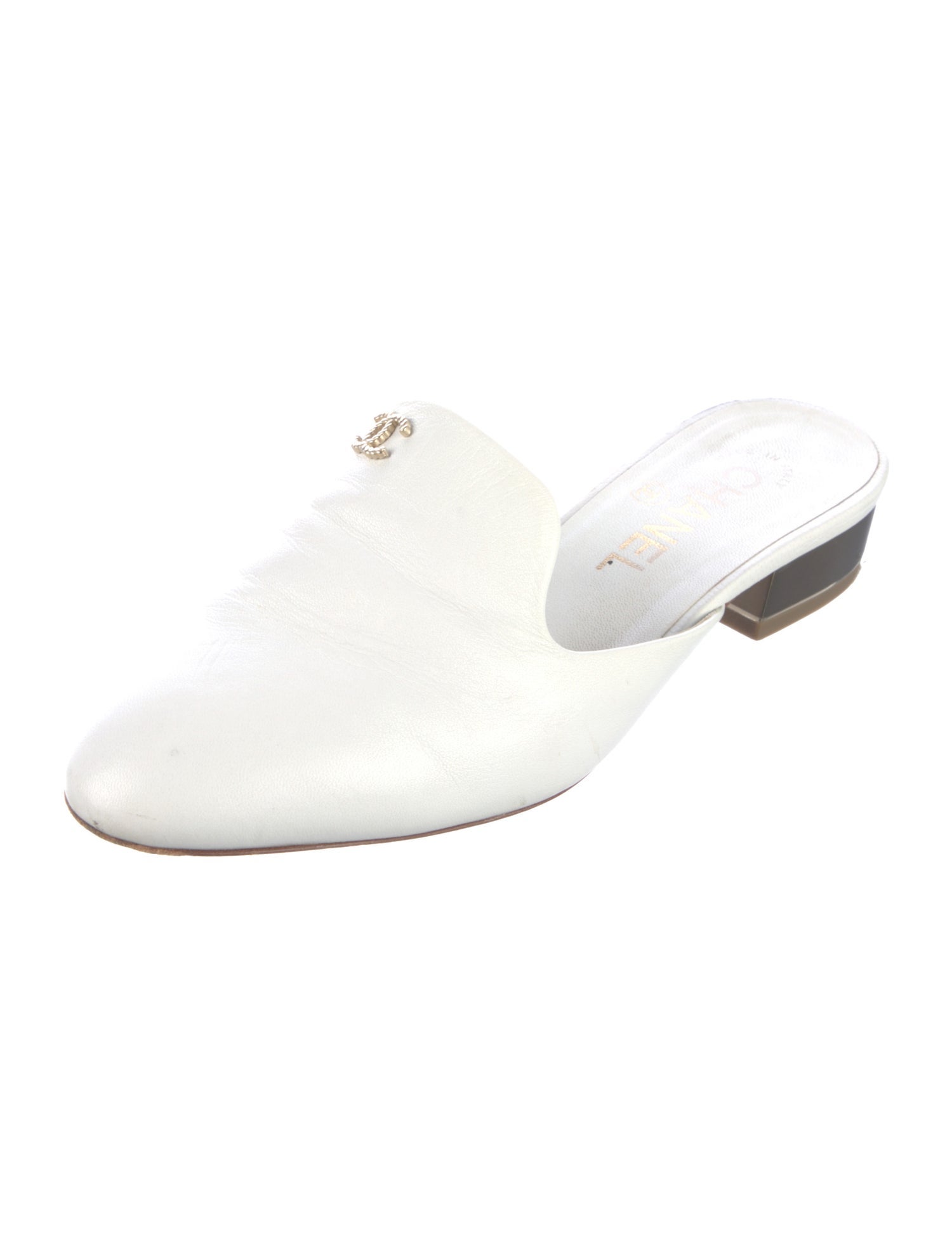 Chanel Interlocking CC Logo Leather Mules