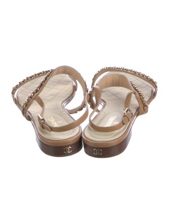 Chanel Interlocking CC Logo Calfskin Slingback Sandals
