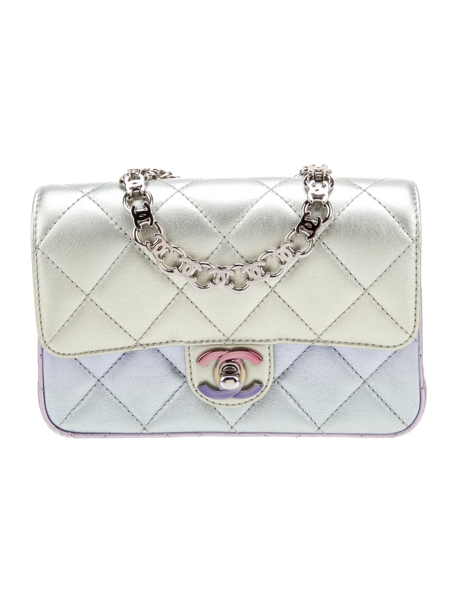 Chanel Metallic CC Quilted Clutch w/ Chain