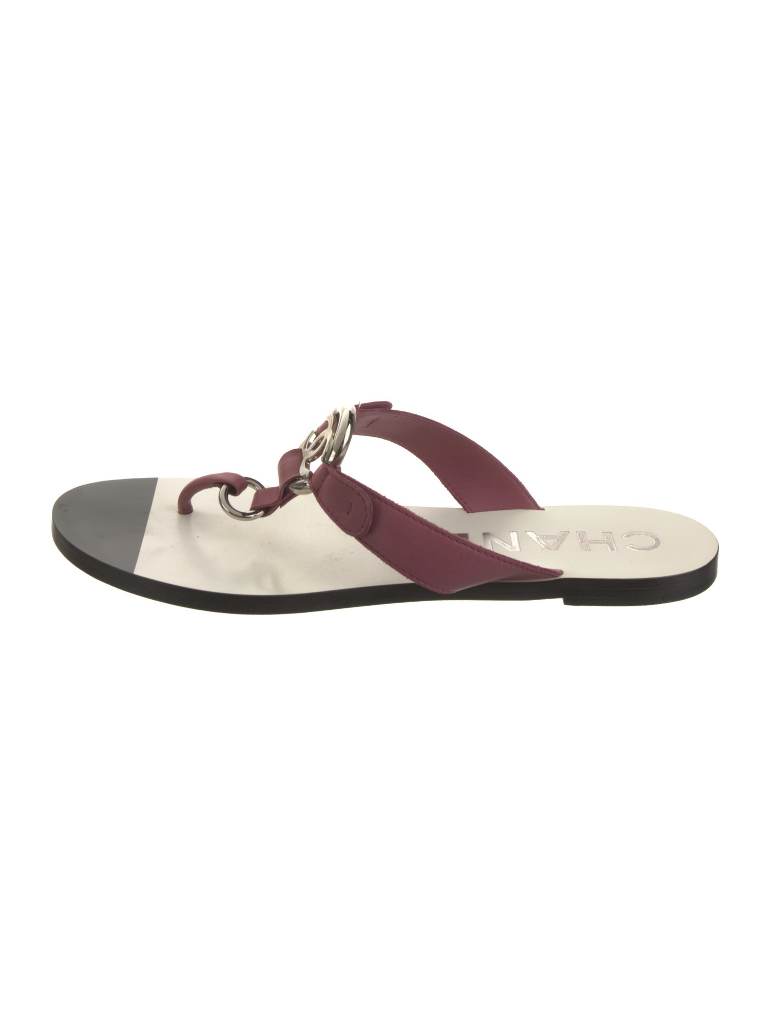 Chanel Interlocking CC Logo Leather Slides