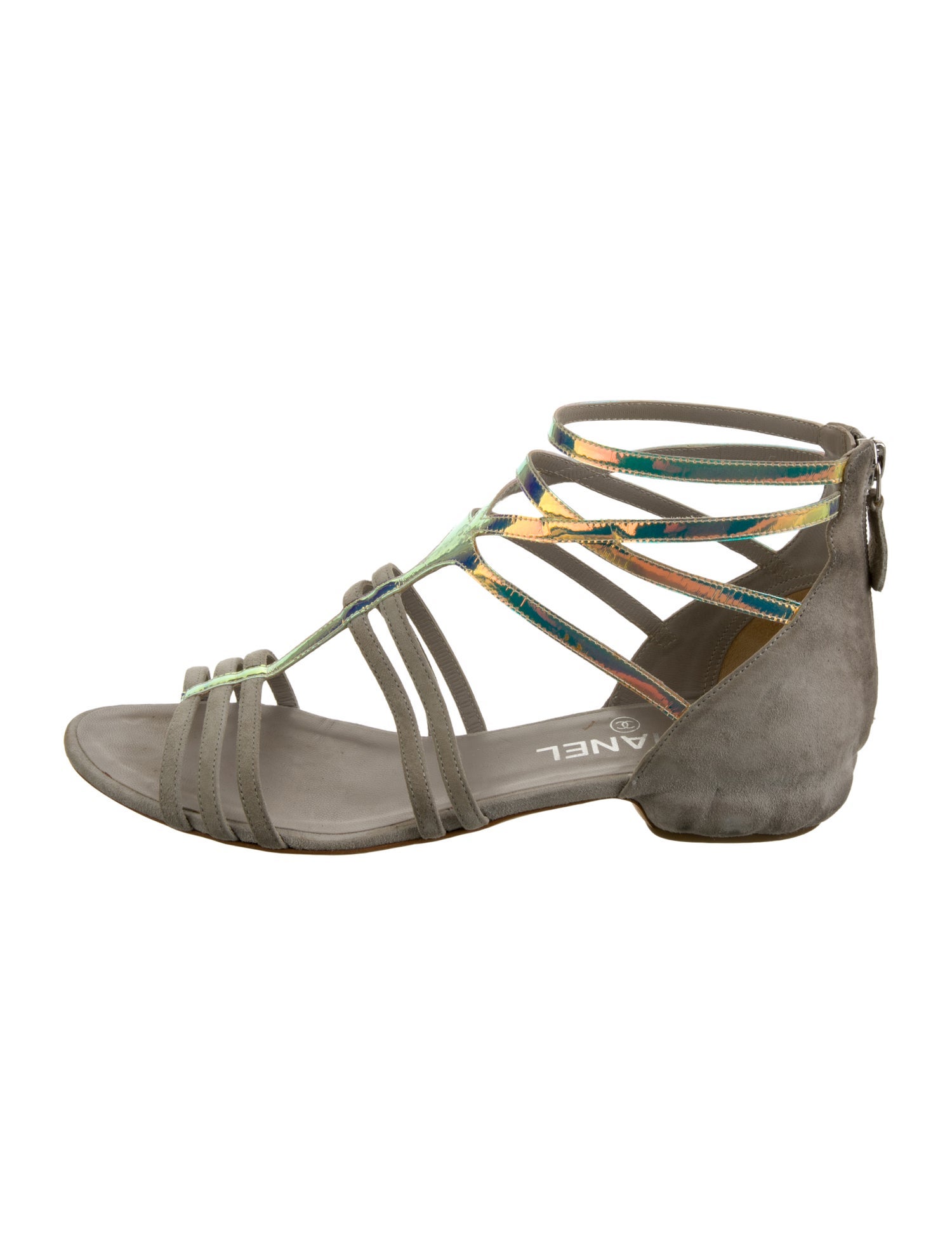 Chanel Interlocking CC Logo Suede Gladiator Sandals